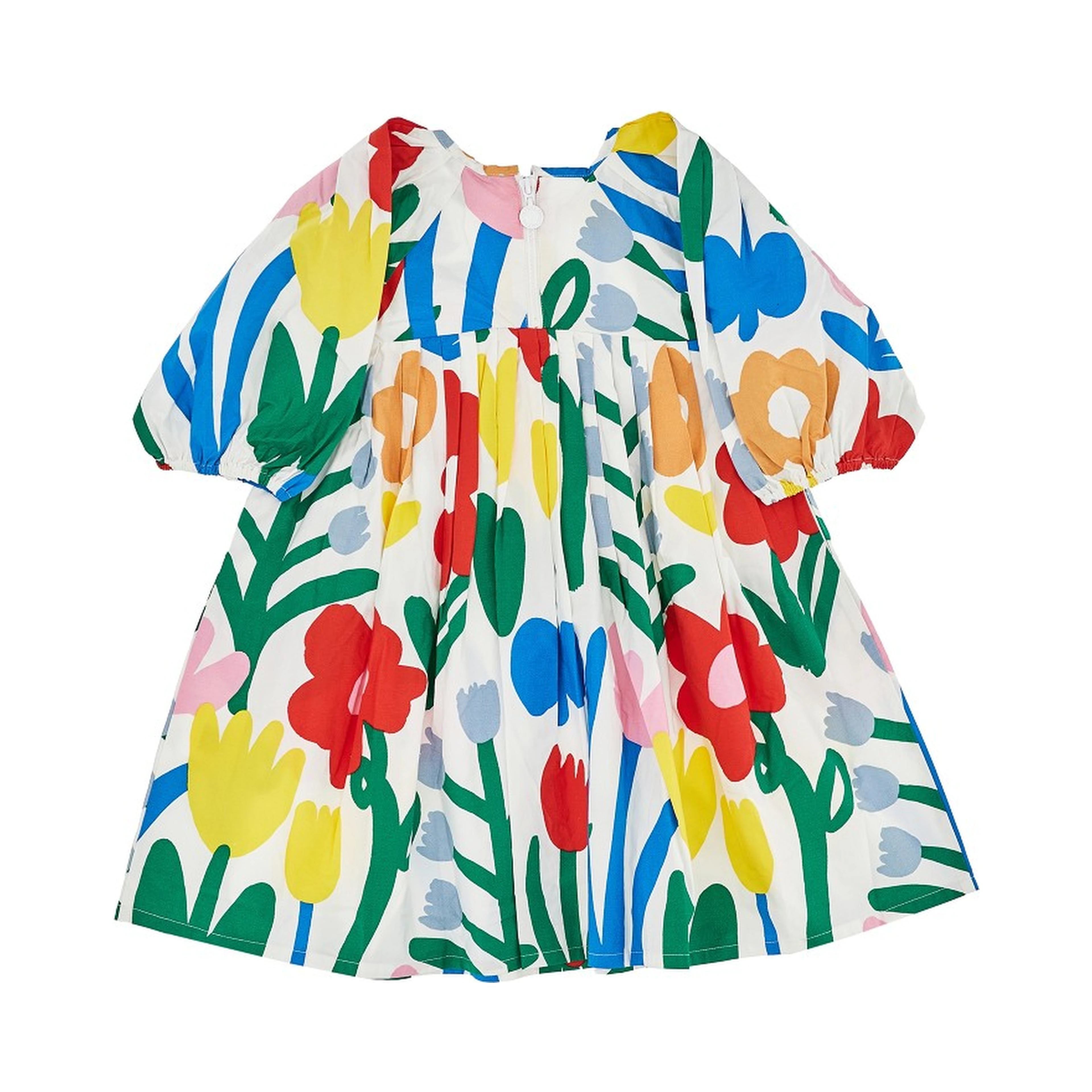 Poplin mini dress with floral print