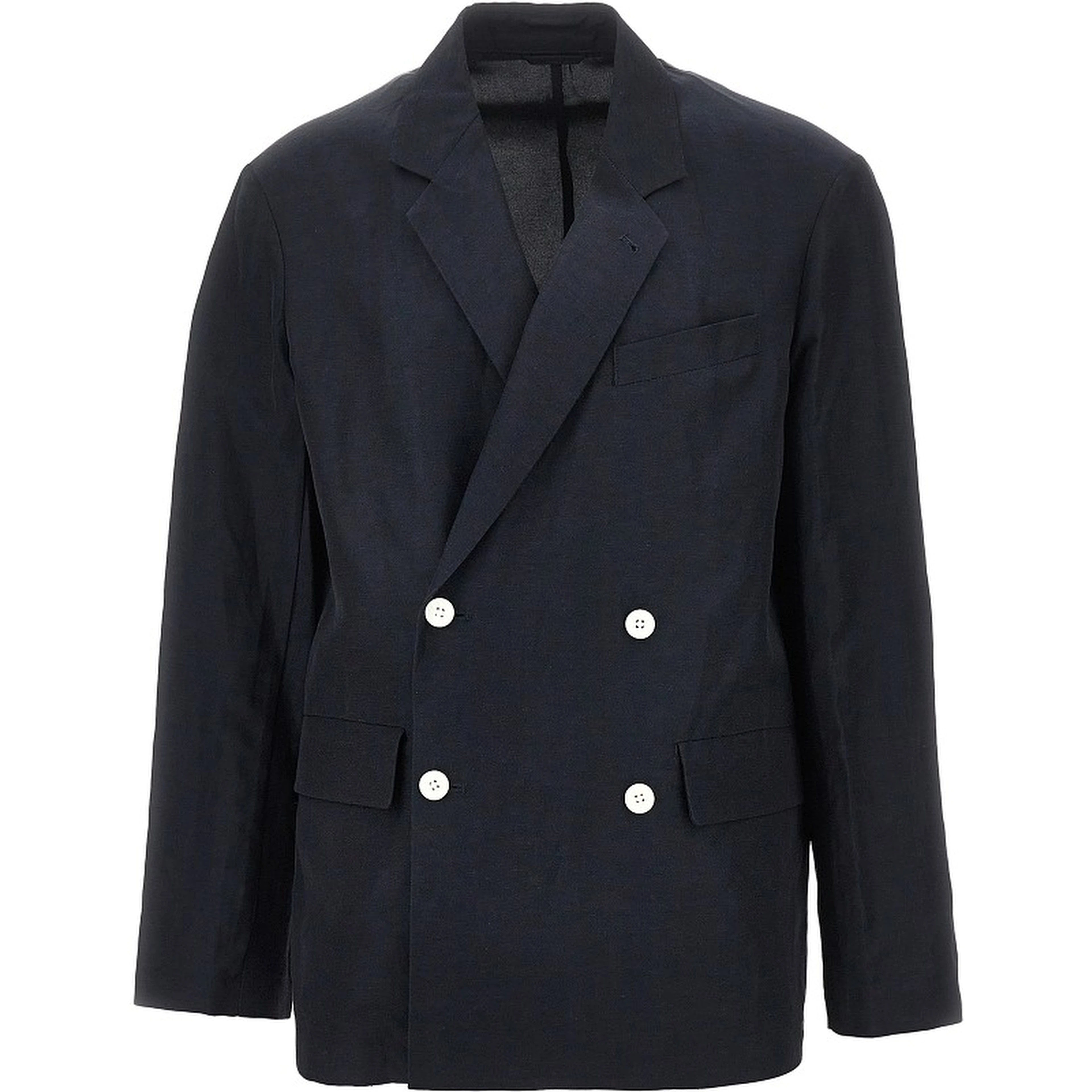 Linen-blend double-breasted jacket