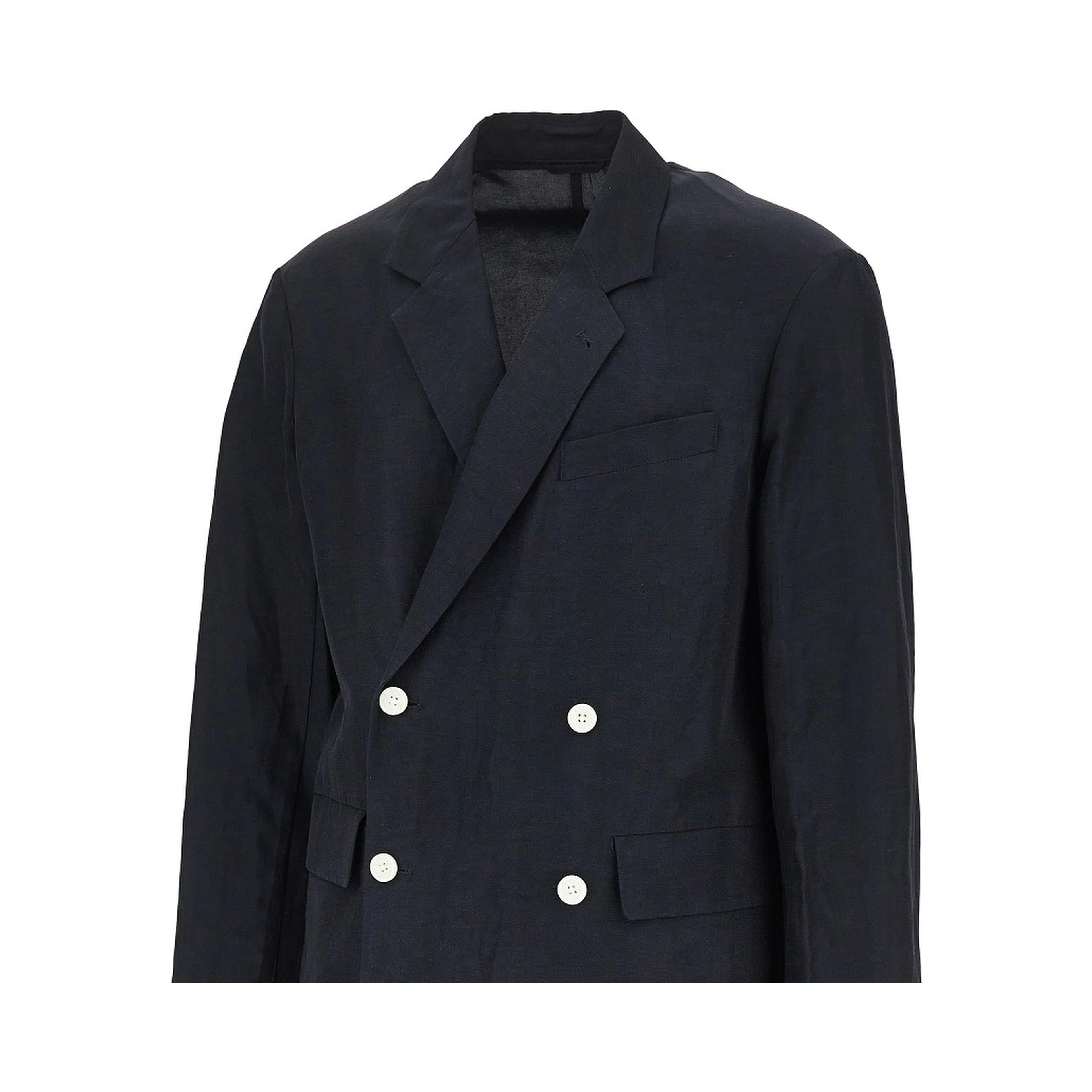 Linen-blend double-breasted jacket