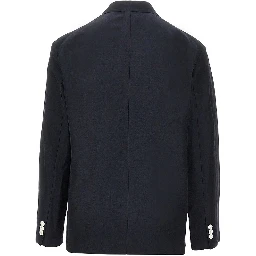 Linen-blend double-breasted jacket