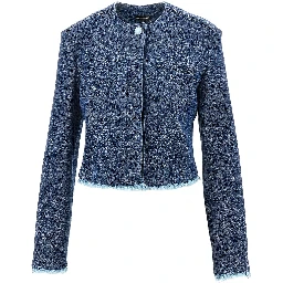 Buttoned denim cropped jacket