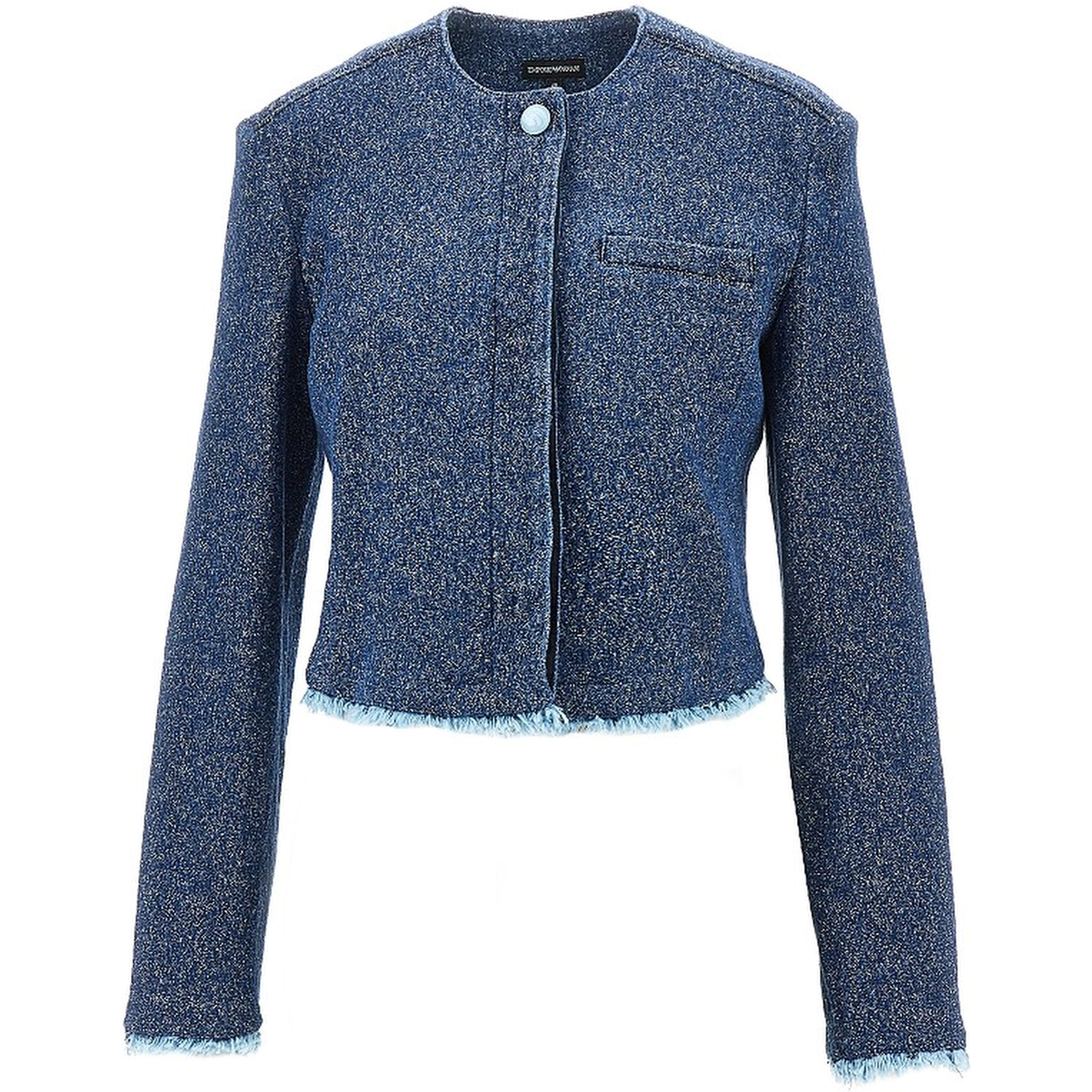 Buttoned denim cropped jacket