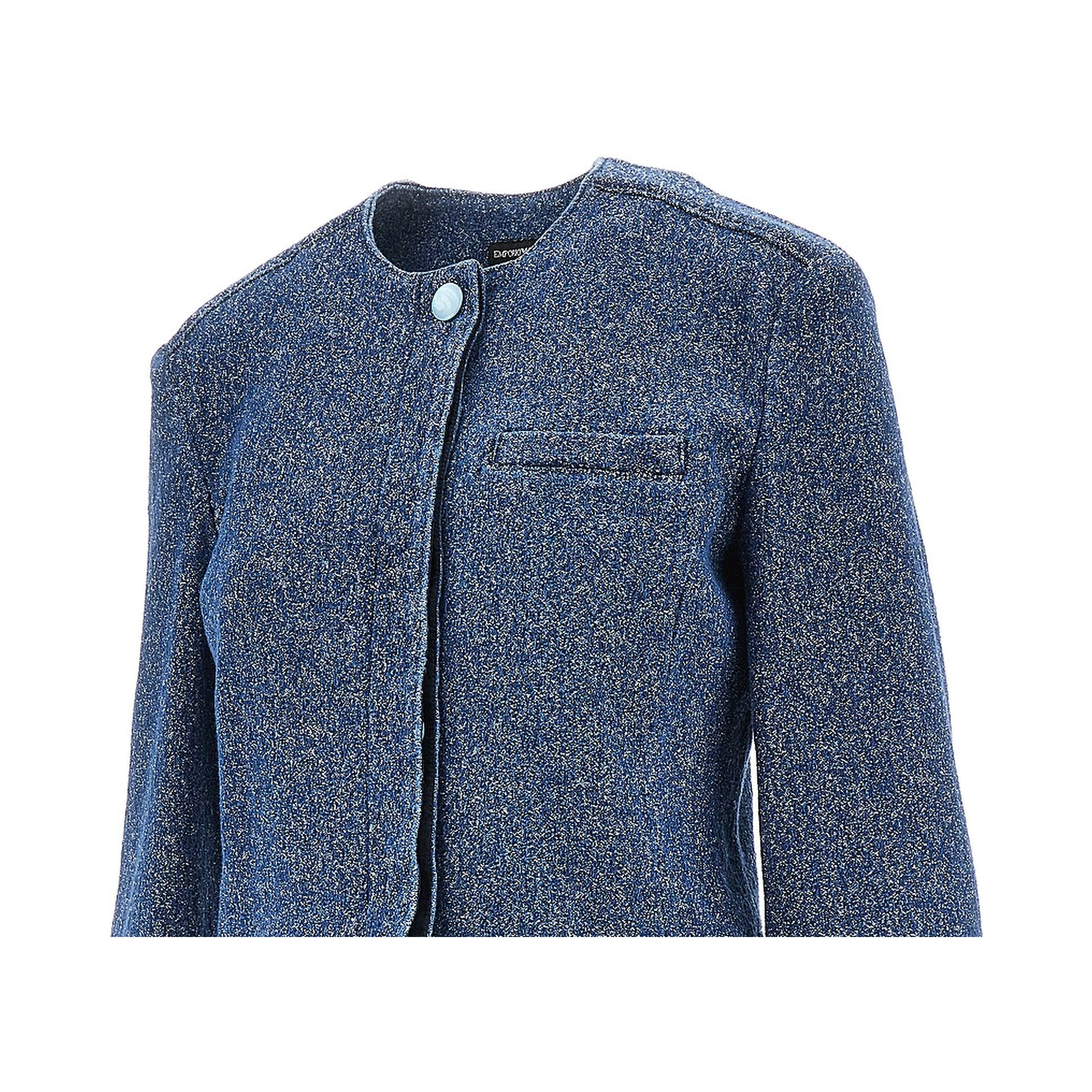 Buttoned denim cropped jacket