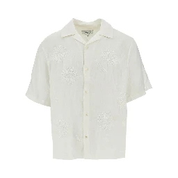 'Didcot' embroidered flowers linen shirt