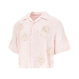 'Didcot' embroidered flowers linen shirt