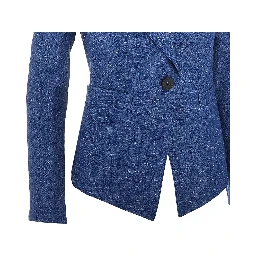 Linen-blend chambray single-breasted jacket
