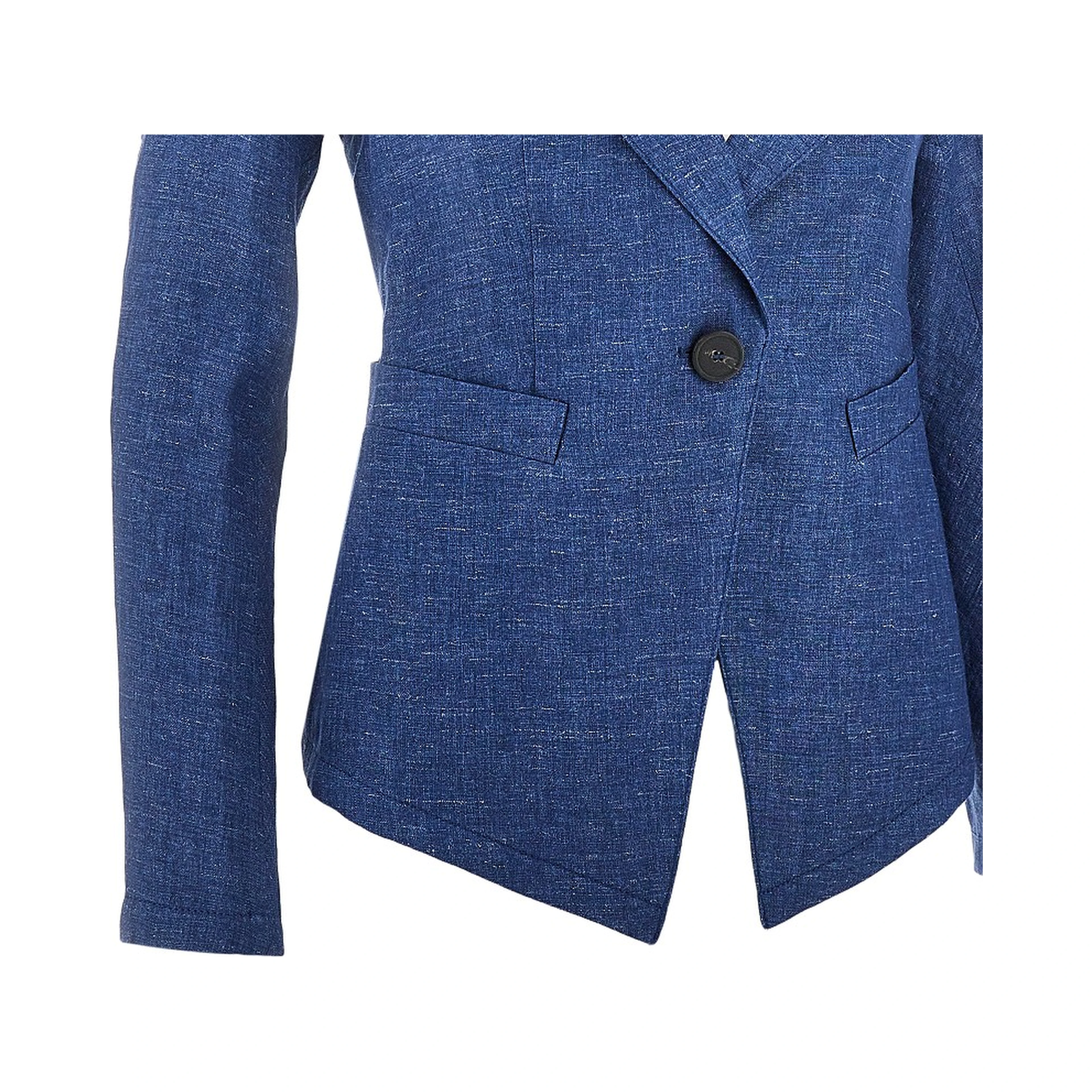 Linen-blend chambray single-breasted jacket