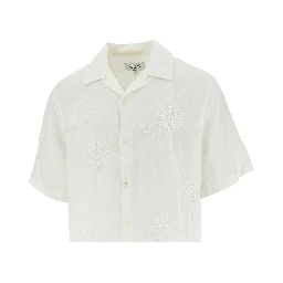'Didcot' embroidered flowers linen shirt