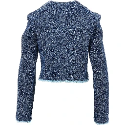 Buttoned denim cropped jacket