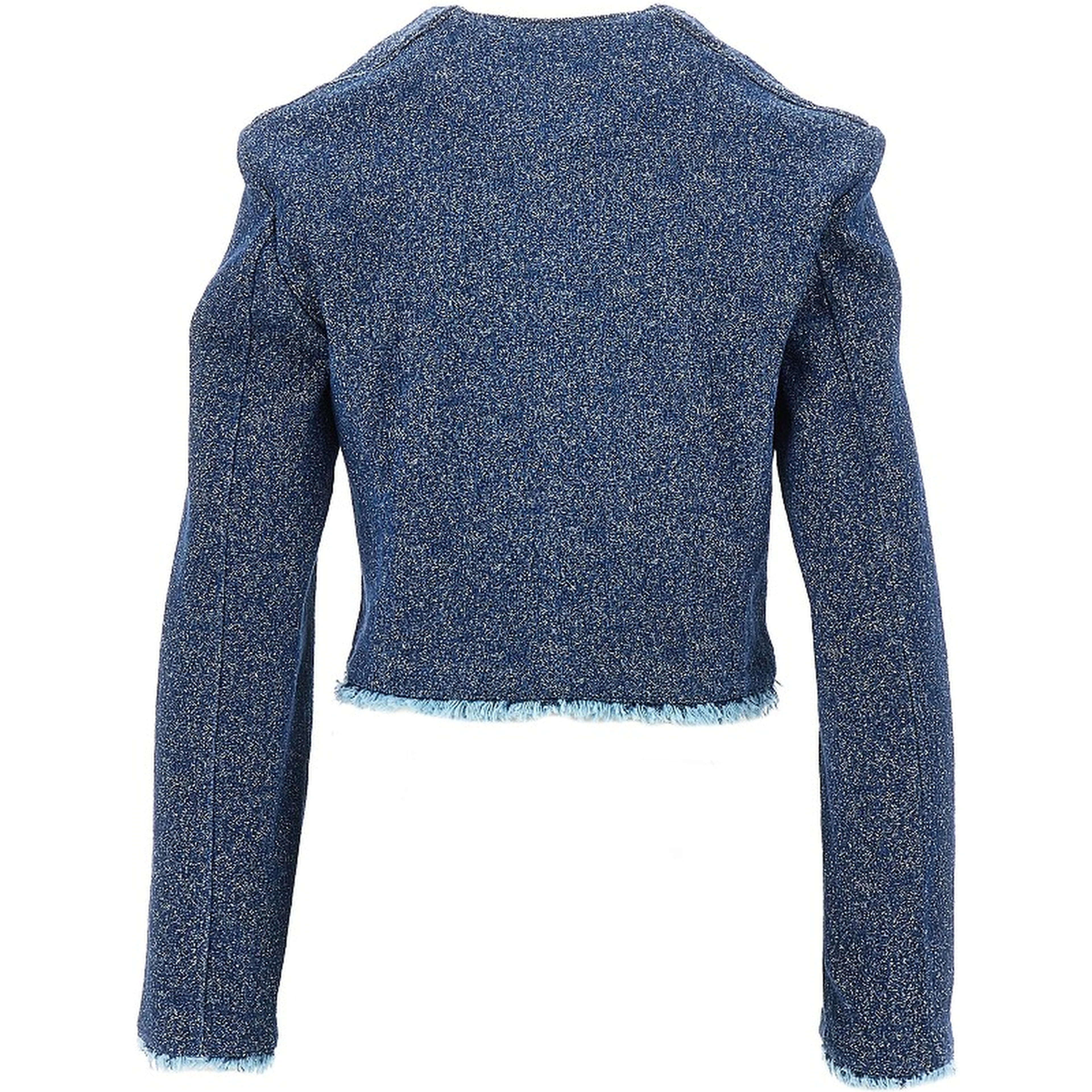 Buttoned denim cropped jacket