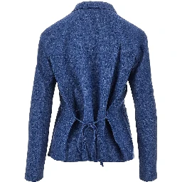 Linen-blend chambray single-breasted jacket