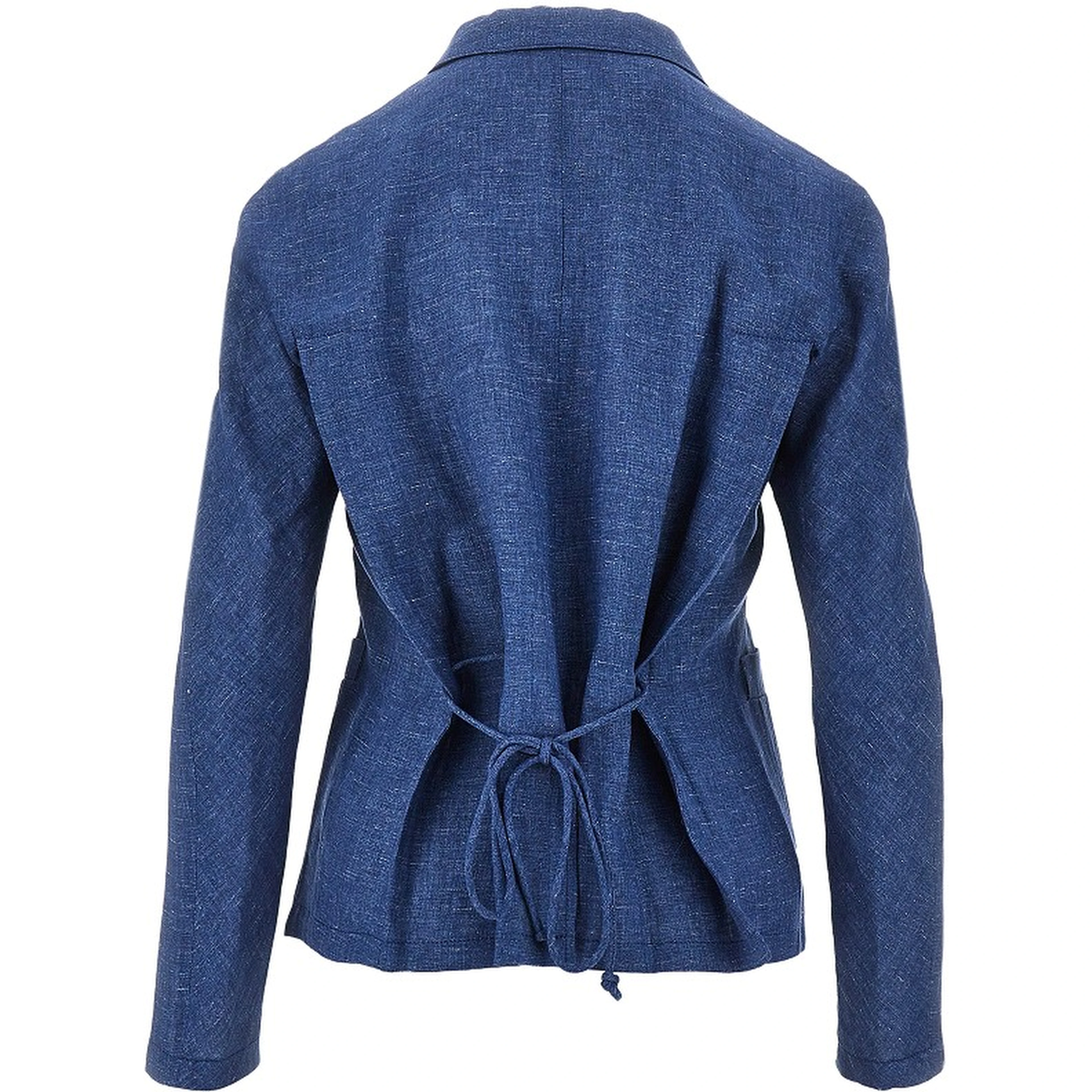 Linen-blend chambray single-breasted jacket