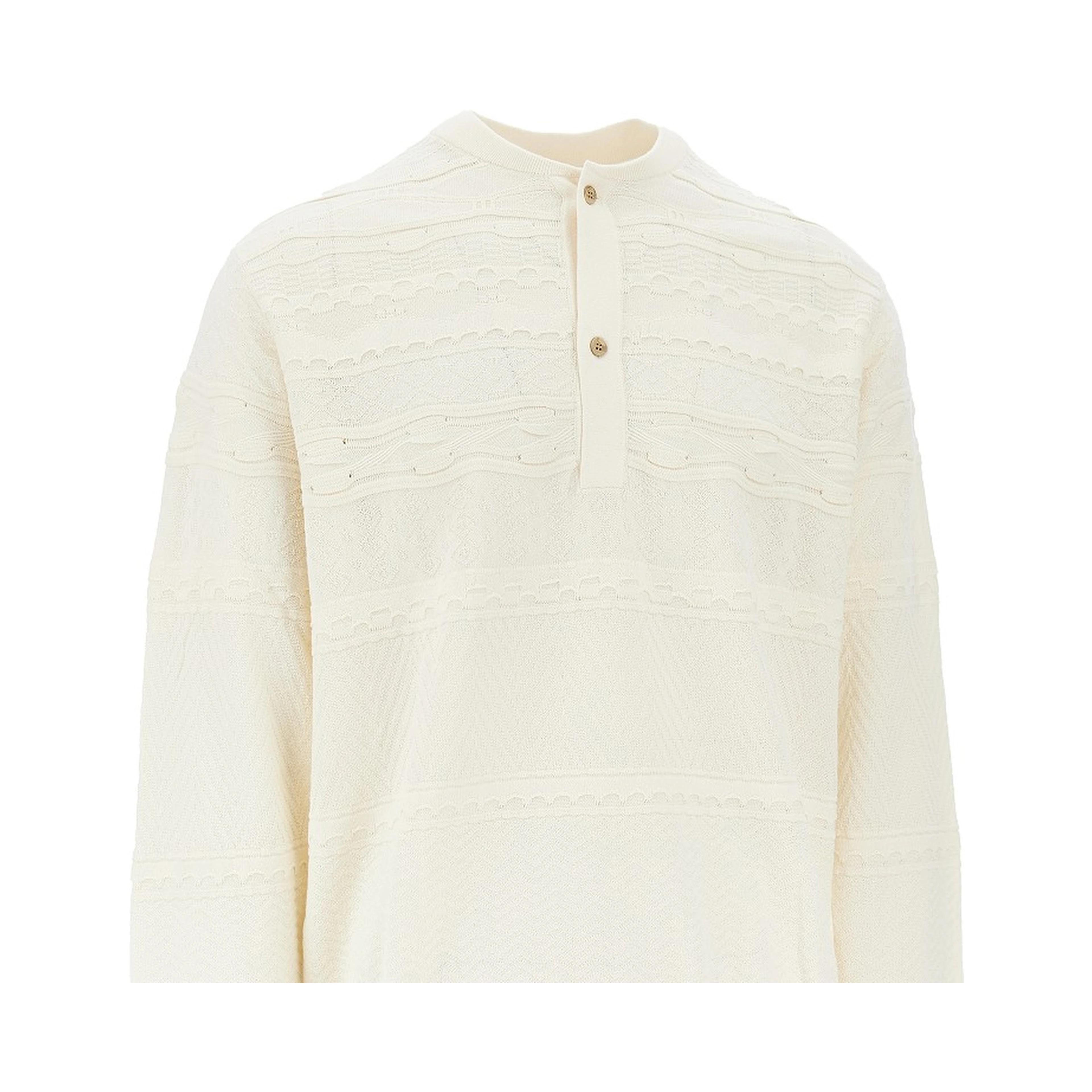 Cotton-blend Henley collar sweater