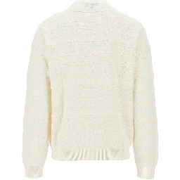 Cotton-blend Henley collar sweater