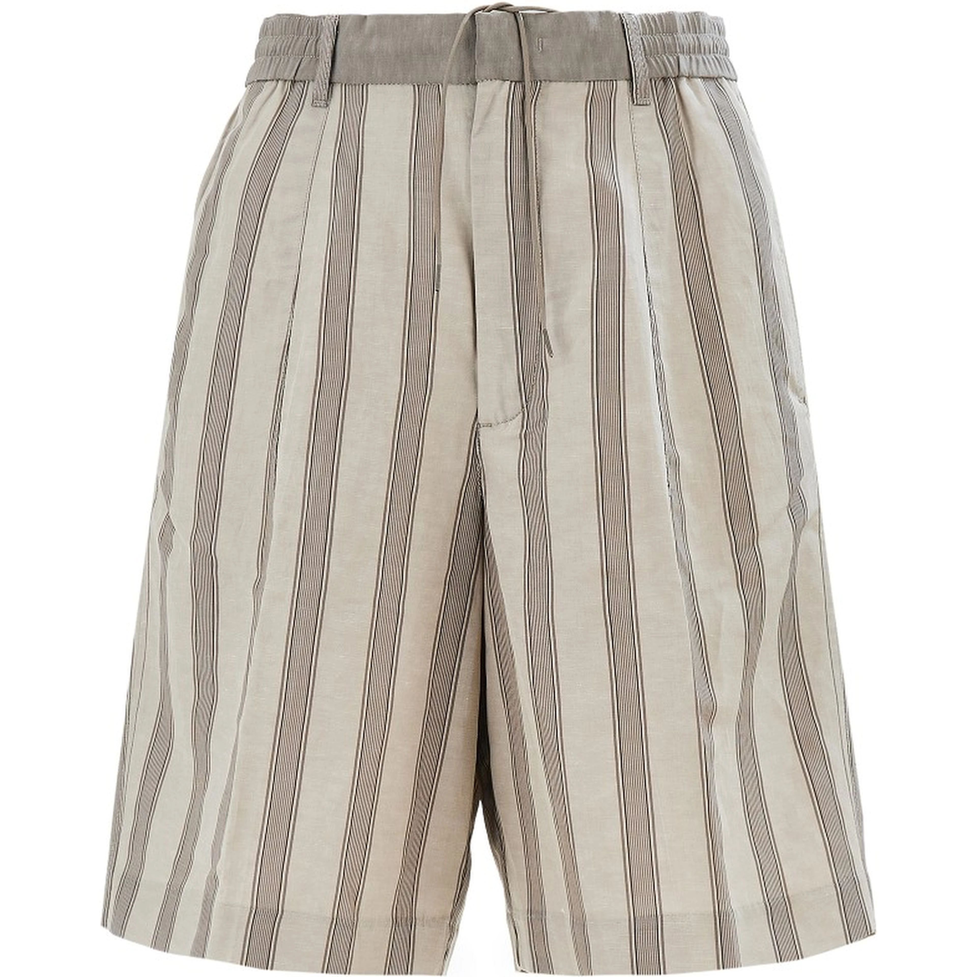 Striped motif linen-blend shorts