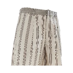 Striped motif linen-blend shorts