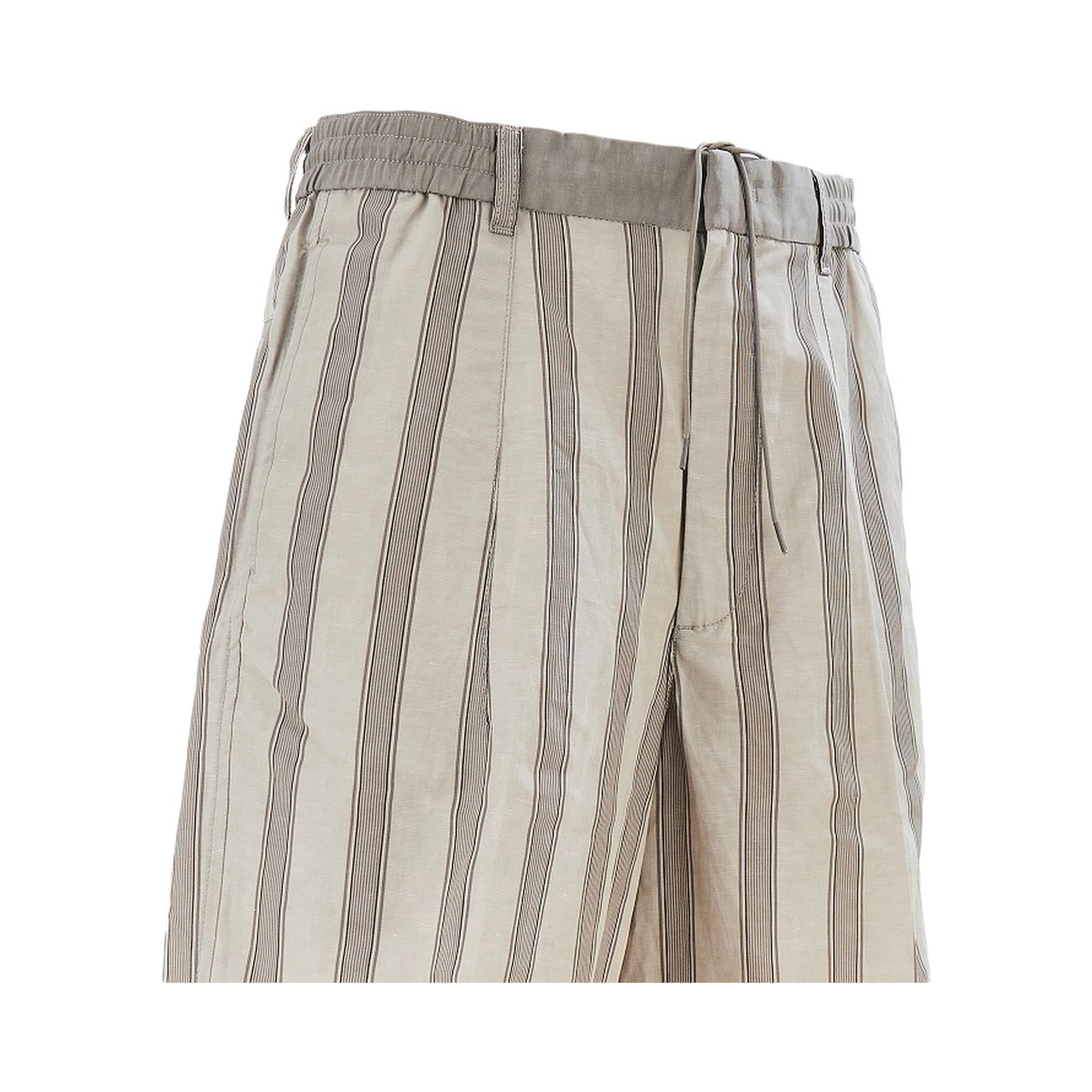 Striped motif linen-blend shorts