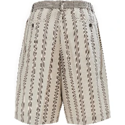 Striped motif linen-blend shorts