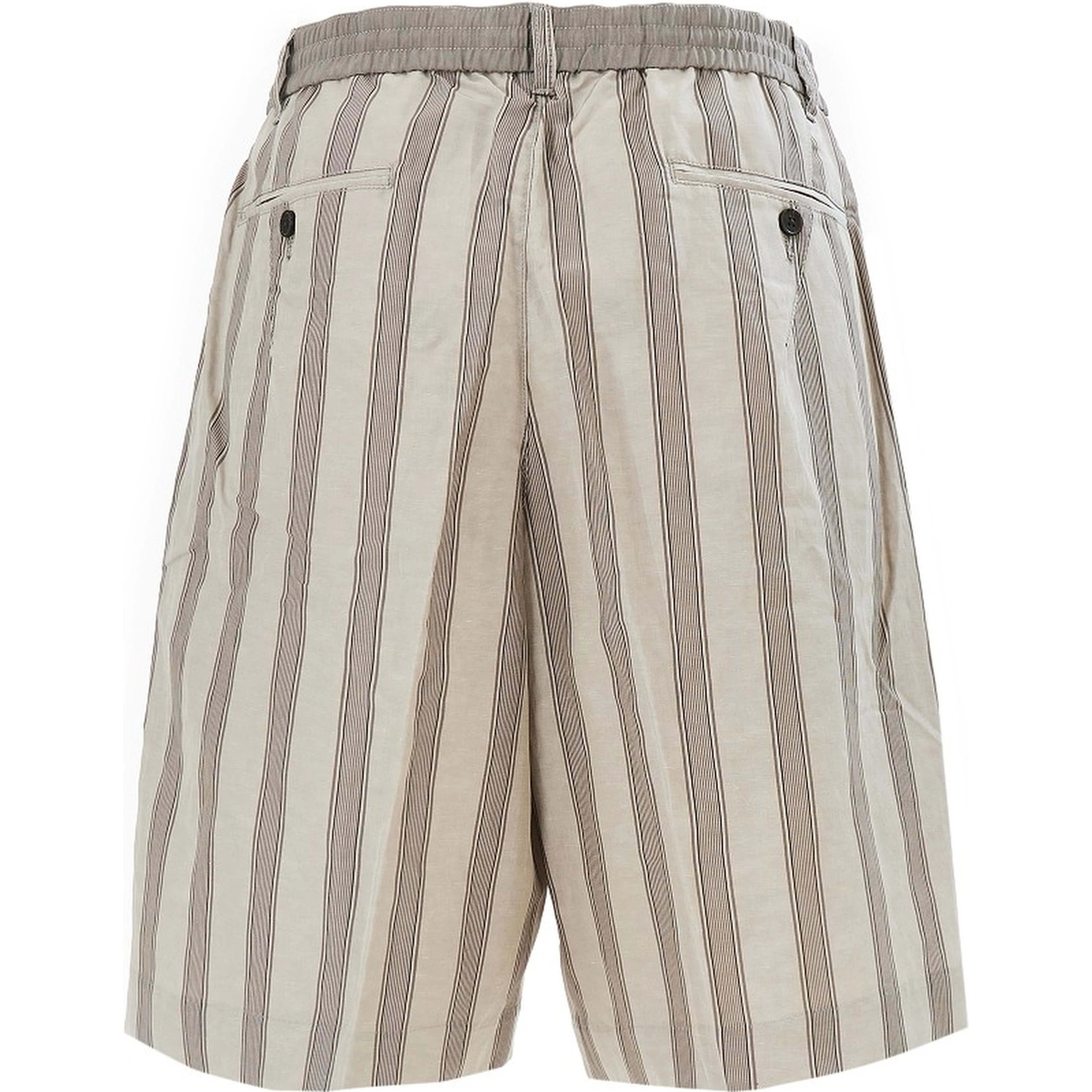 Striped motif linen-blend shorts
