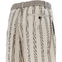 Striped motif linen-blend shorts