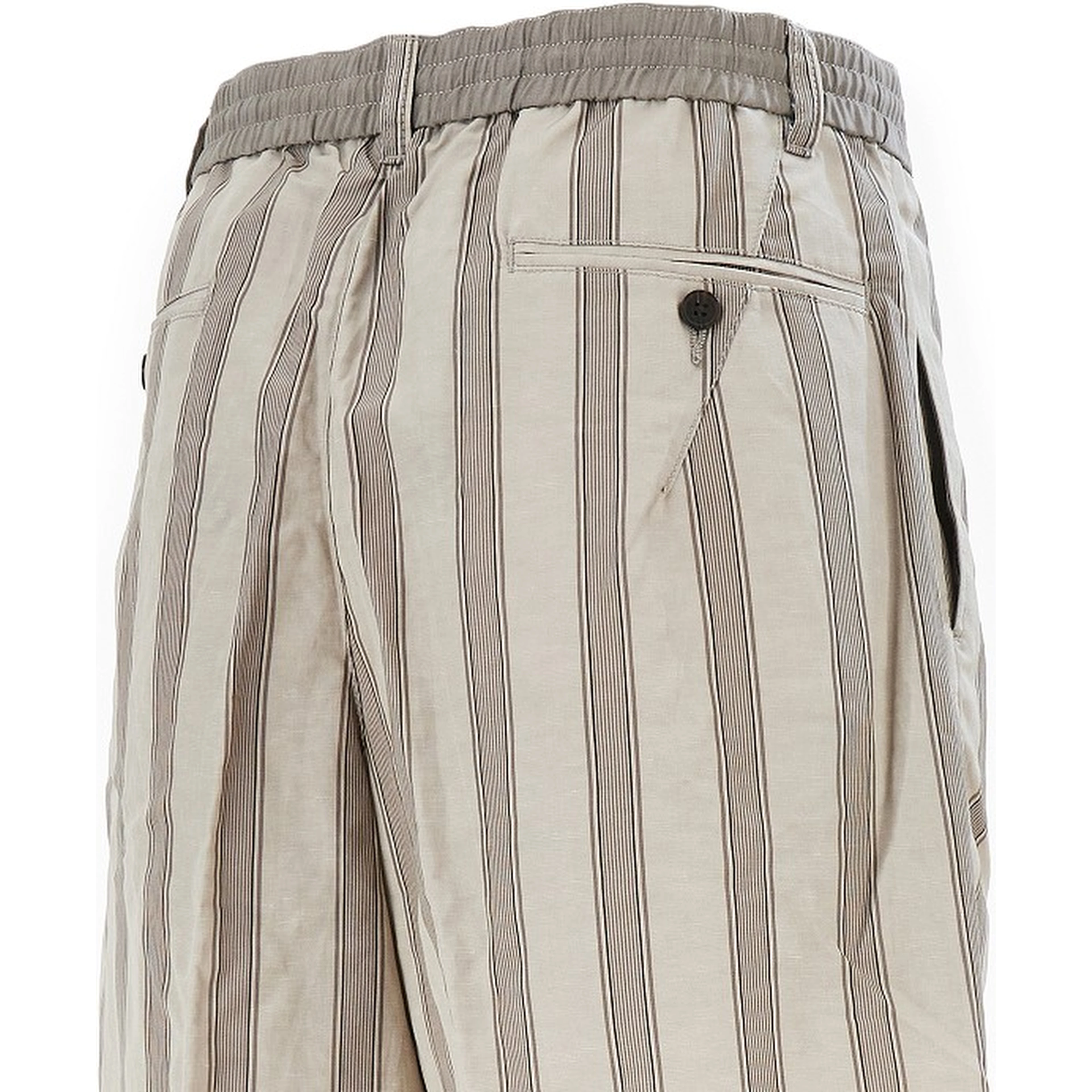 Striped motif linen-blend shorts