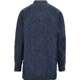 Chambray shirt with leather logo label
