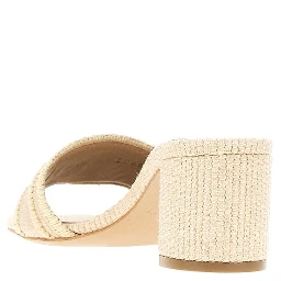 Woven raffia mules with EA logo