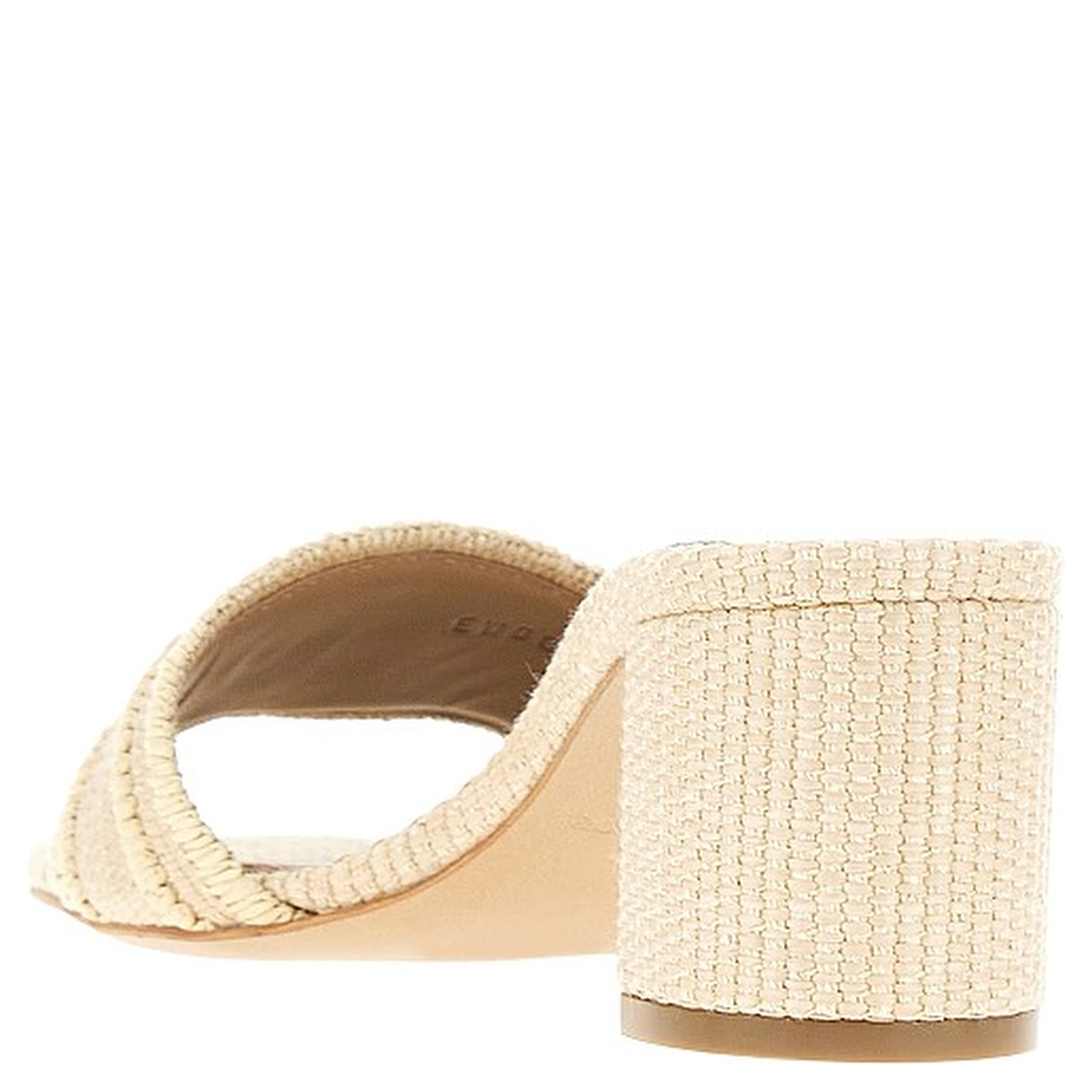 Woven raffia mules with EA logo