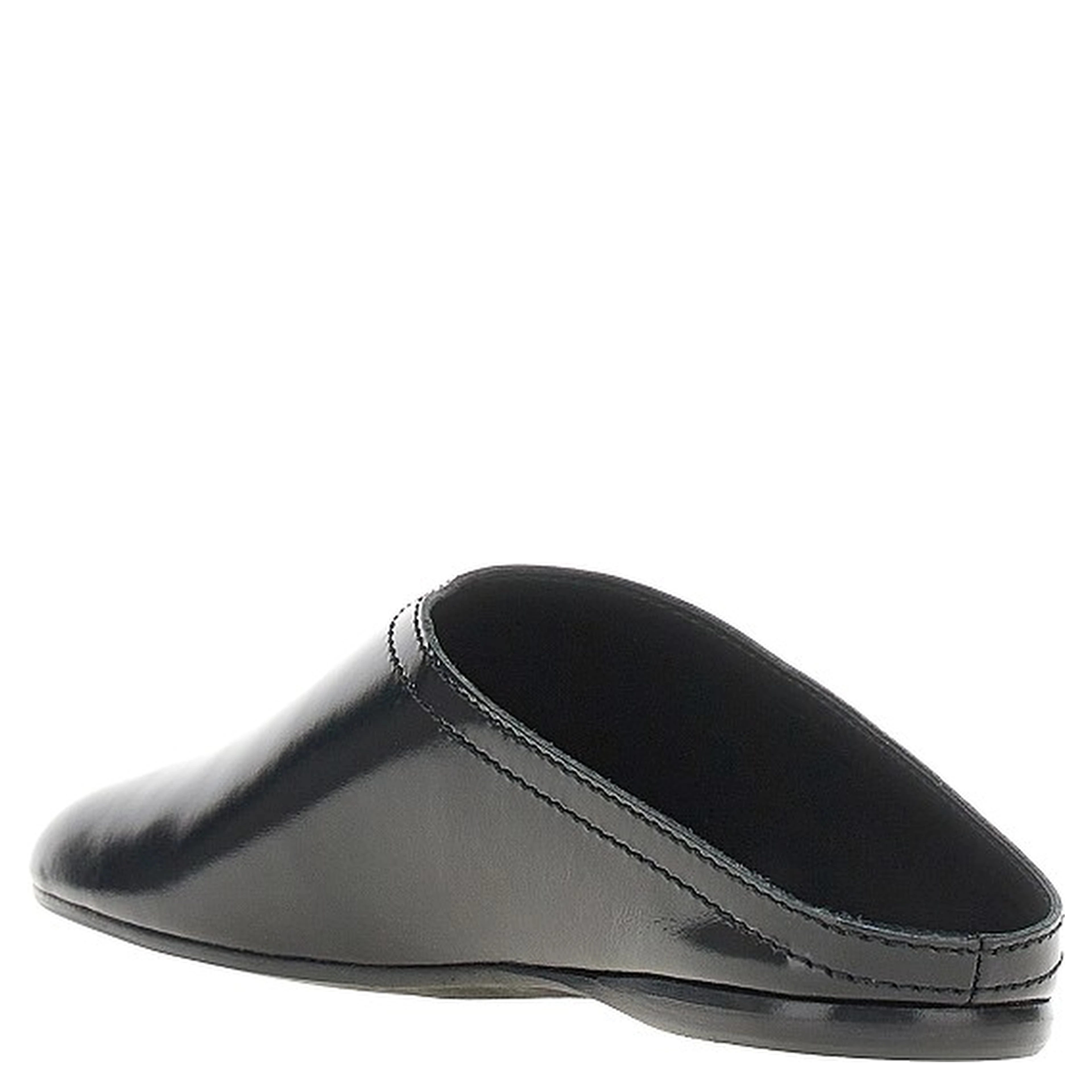 Pantent and brushed leather mules