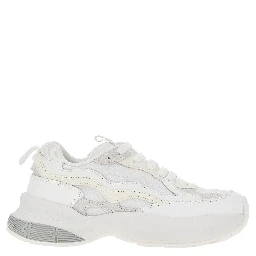 Mesh sneakers with leather details