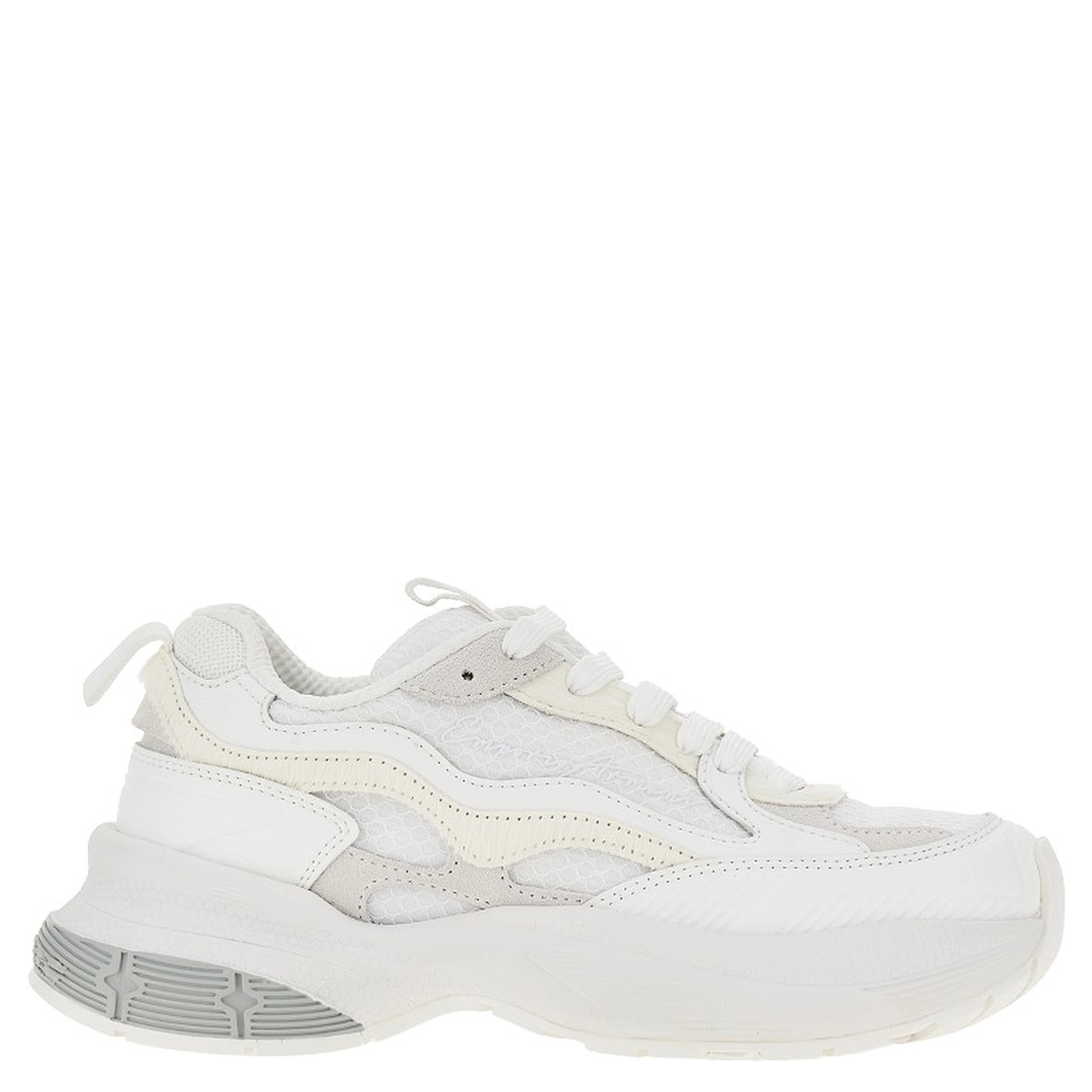 Mesh sneakers with leather details