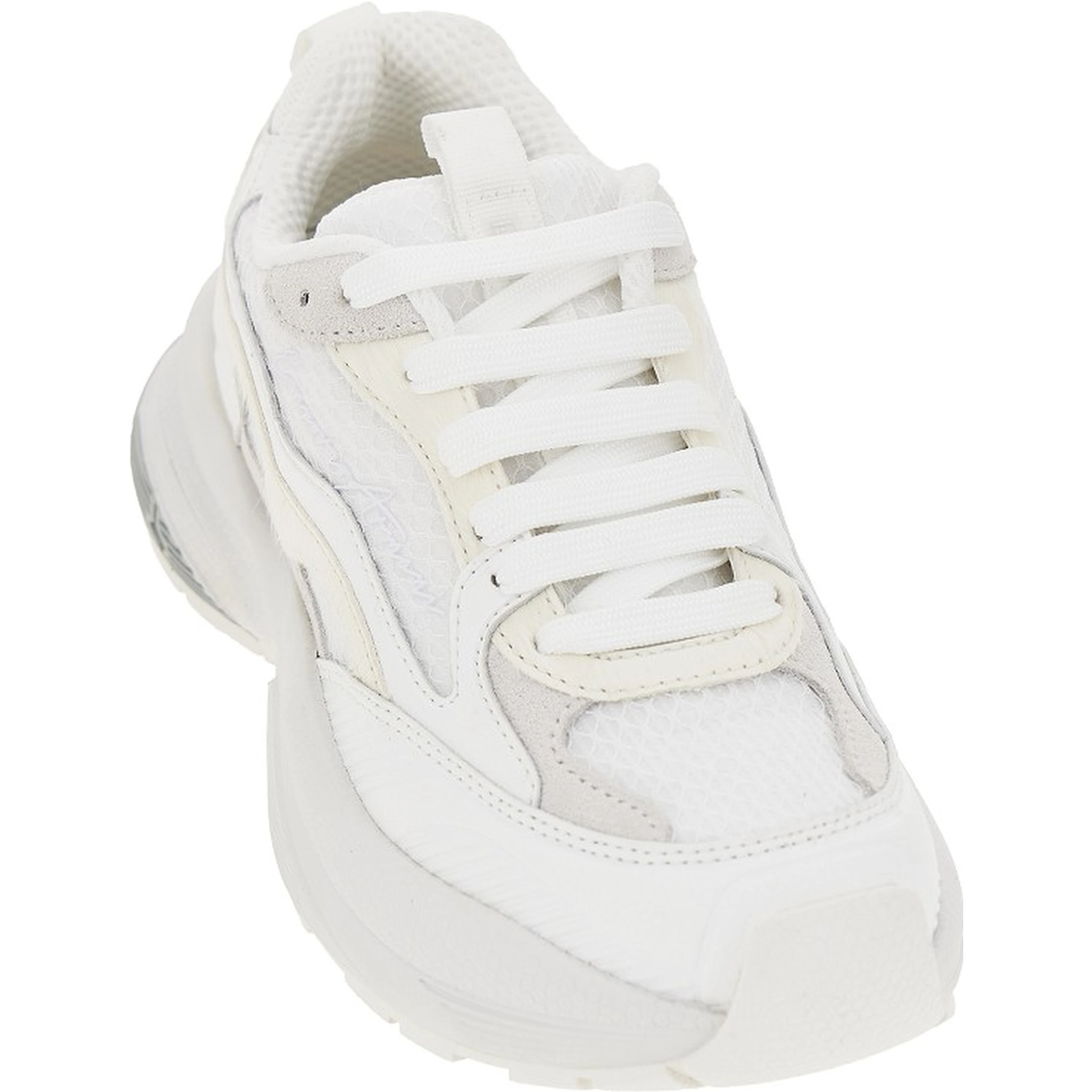 Mesh sneakers with leather details