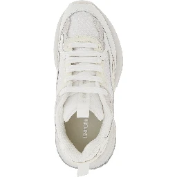 Mesh sneakers with leather details