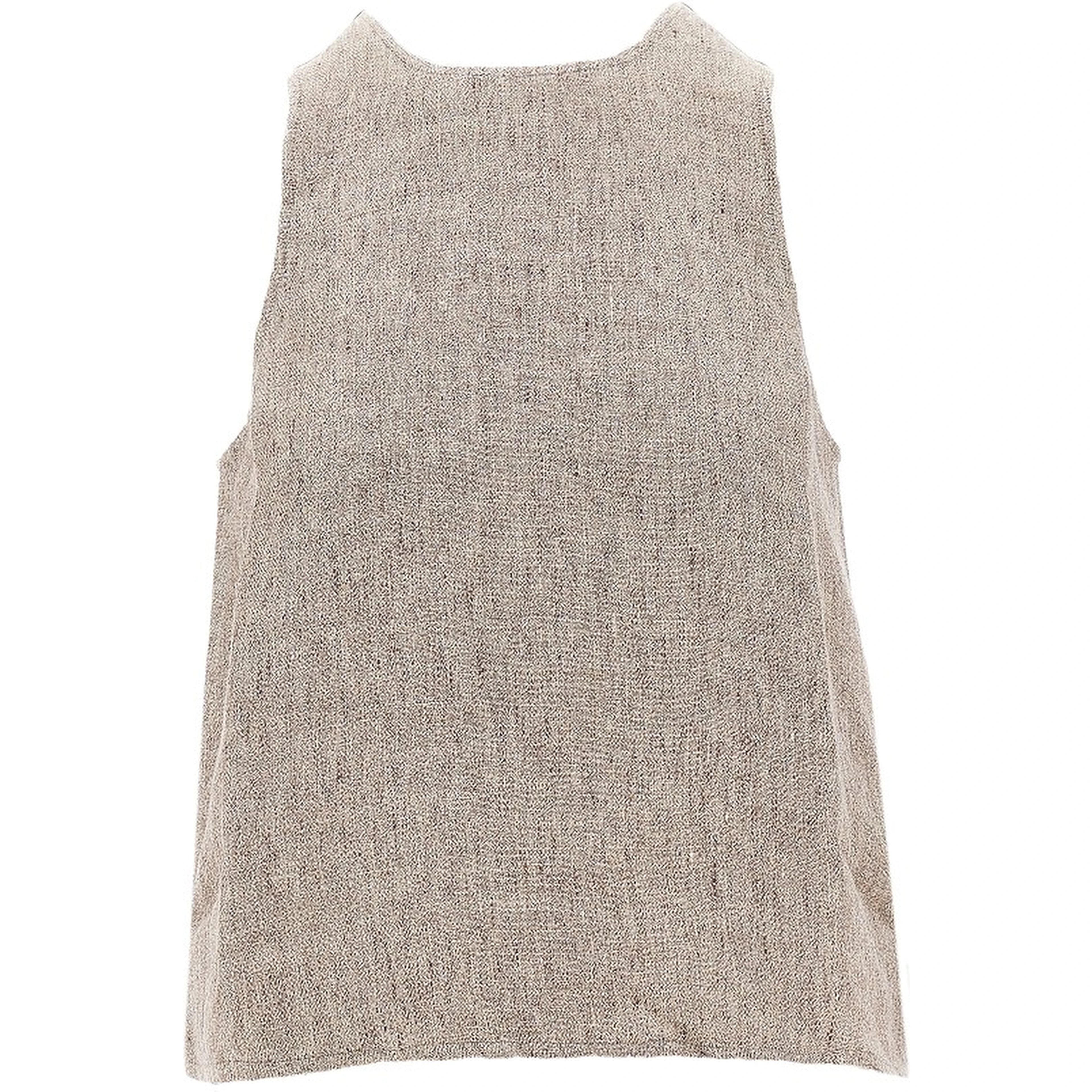 Linen top with faux leather detail