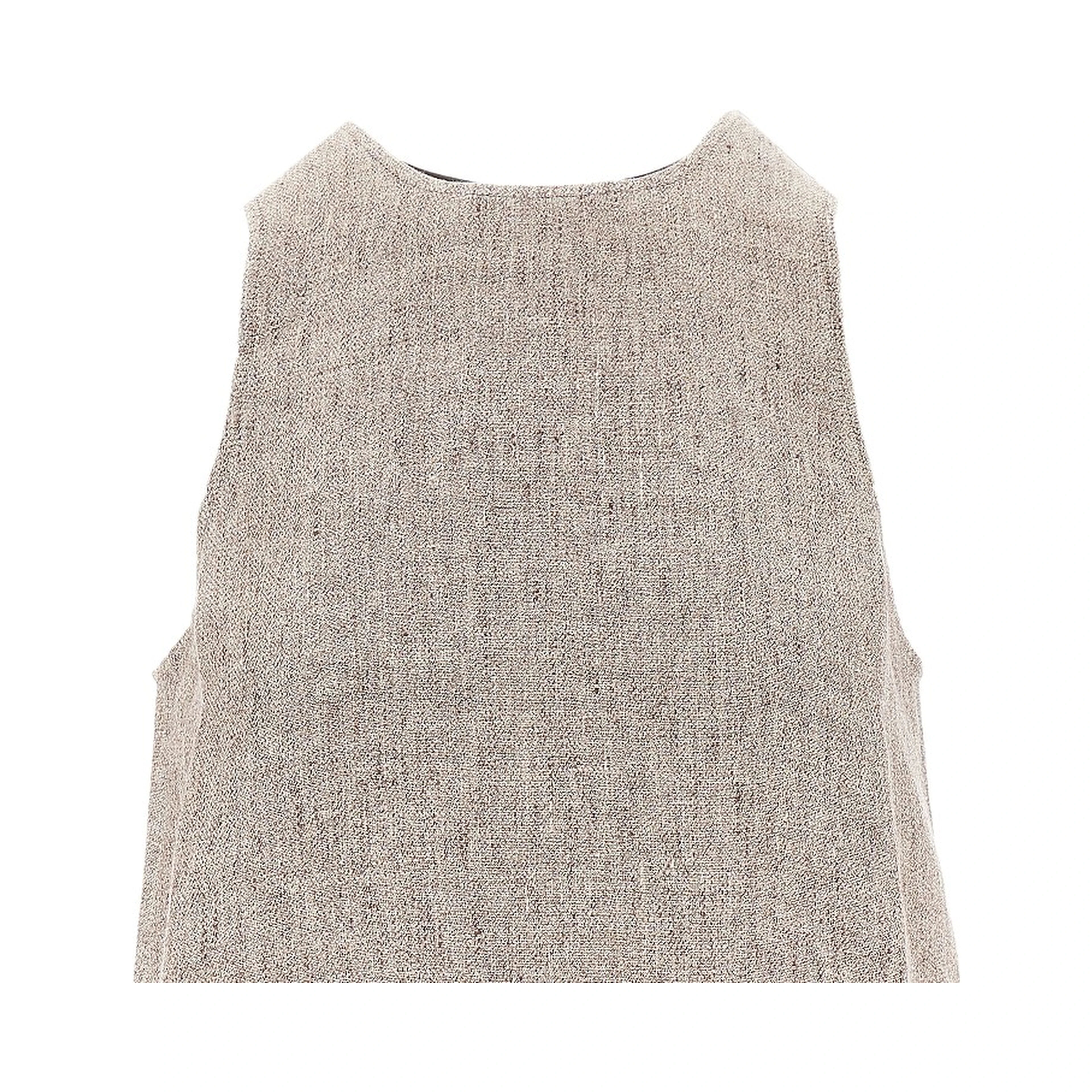 Linen top with faux leather detail