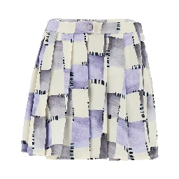 Check print satin skorts
