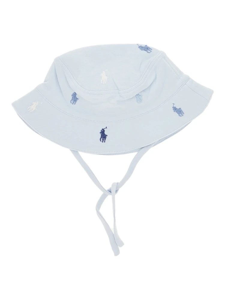 Cotton bucket hat with embroidered logos