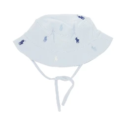 Cotton bucket hat with embroidered logos