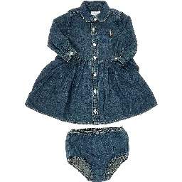 Denim mini dress with logo embroidery