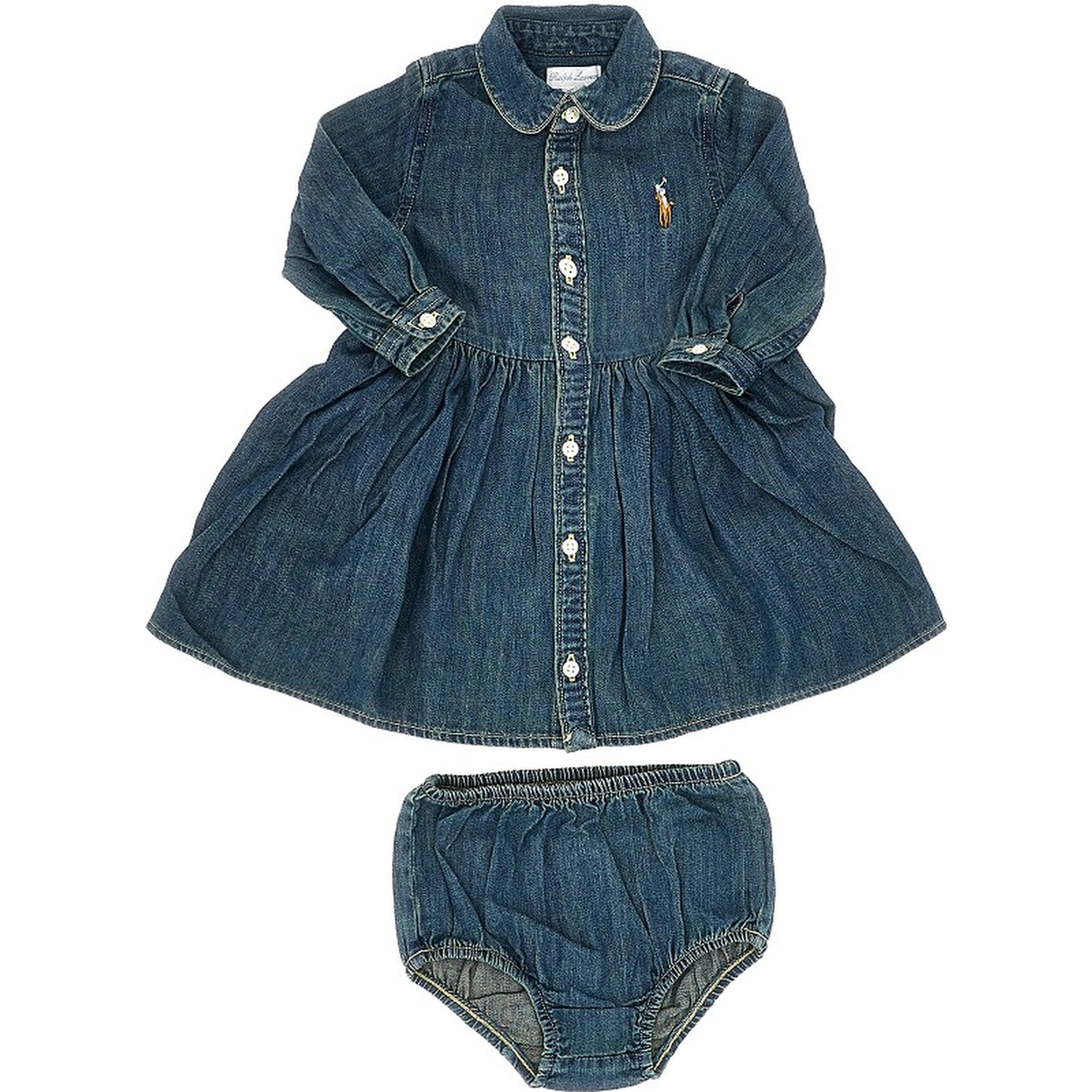 Denim mini dress with logo embroidery