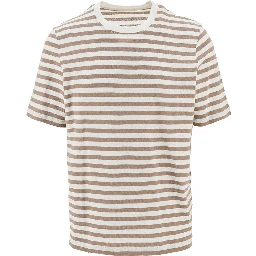 Striped cotton and linen T-shirt