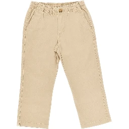 Stretch cotton pants with logo embroidery