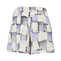 Check print satin skorts