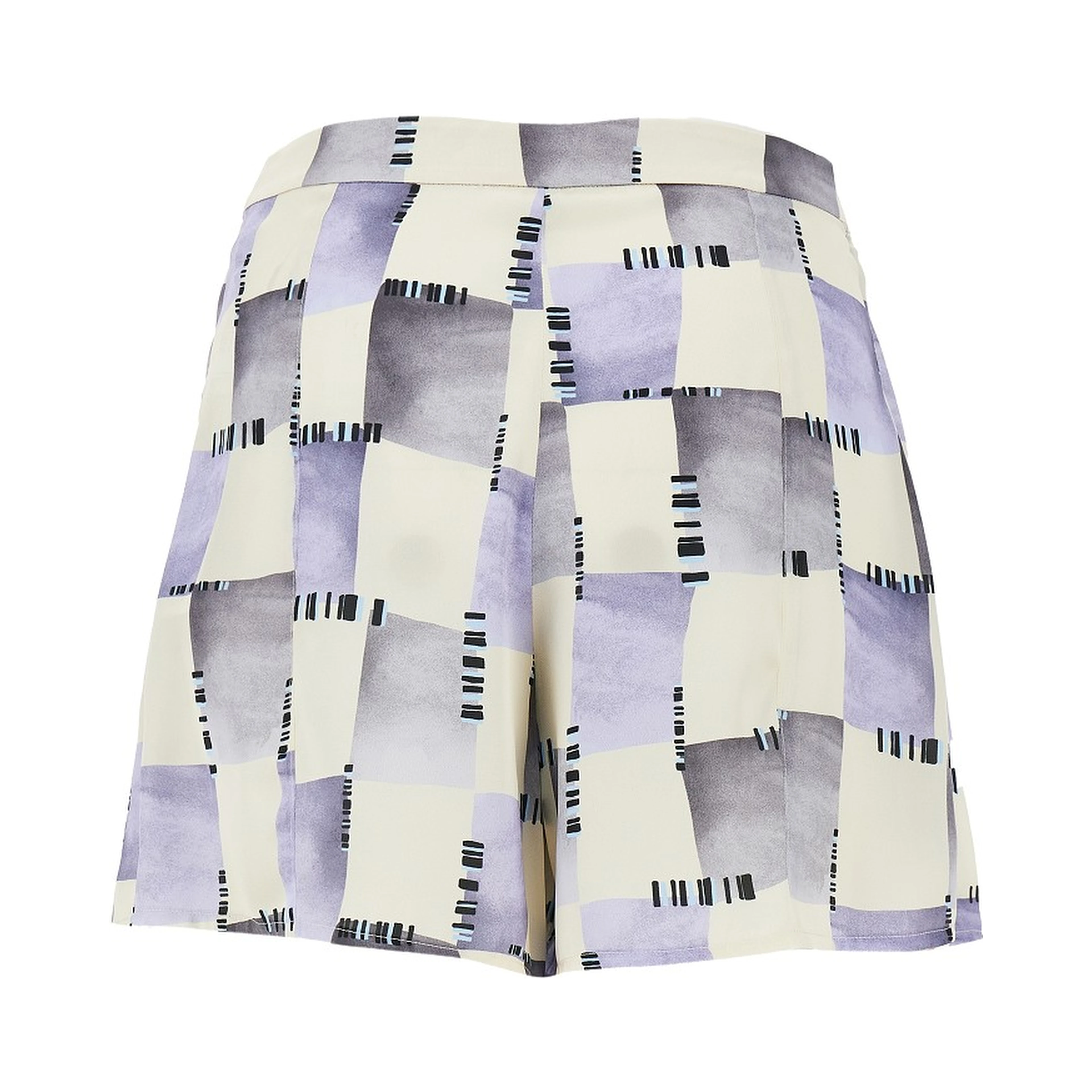 Check print satin skorts
