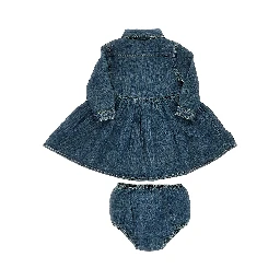 Denim mini dress with logo embroidery