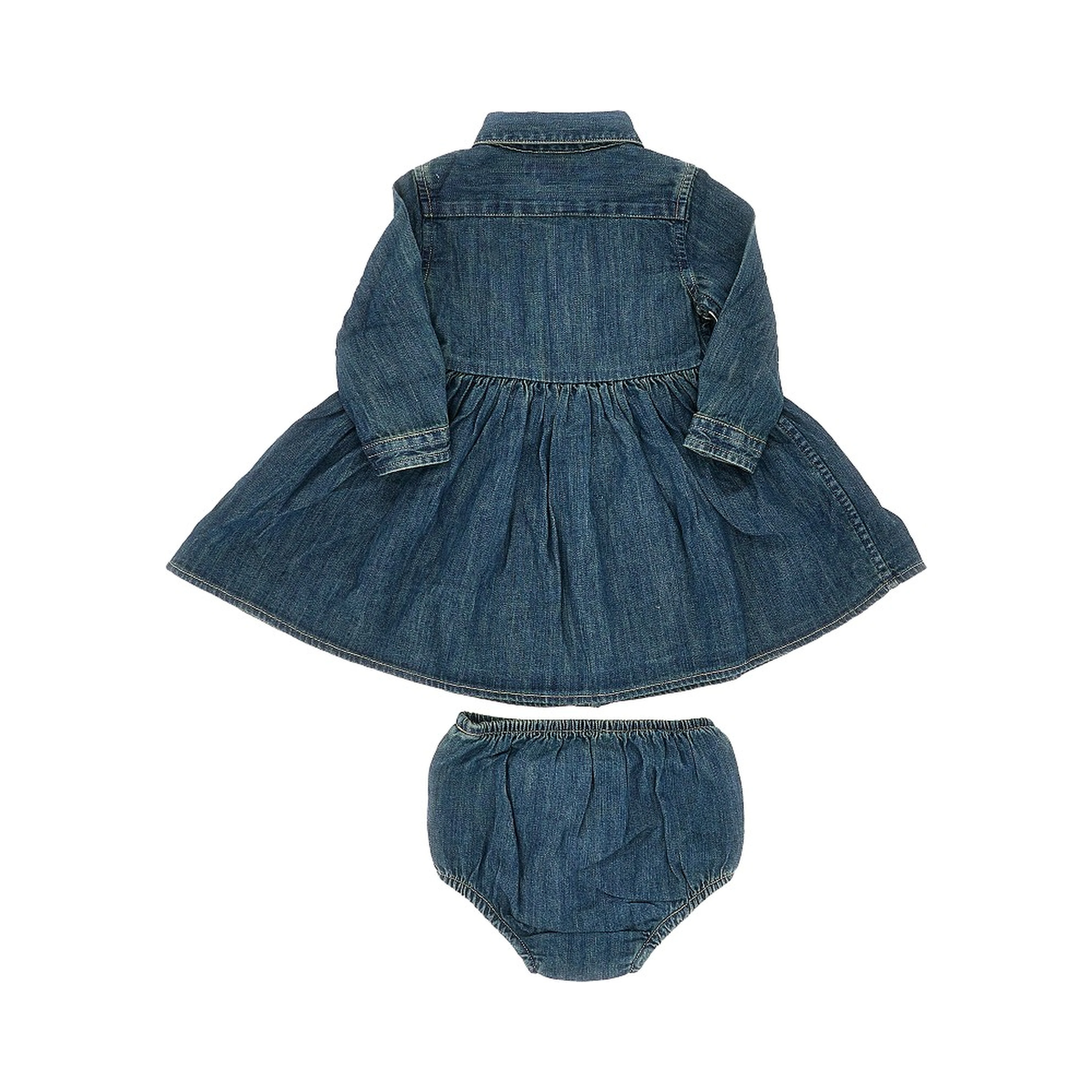 Denim mini dress with logo embroidery