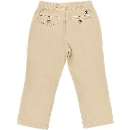 Stretch cotton pants with logo embroidery