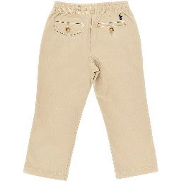 Stretch cotton pants with logo embroidery