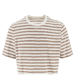 Striped cotton and linen T-shirt