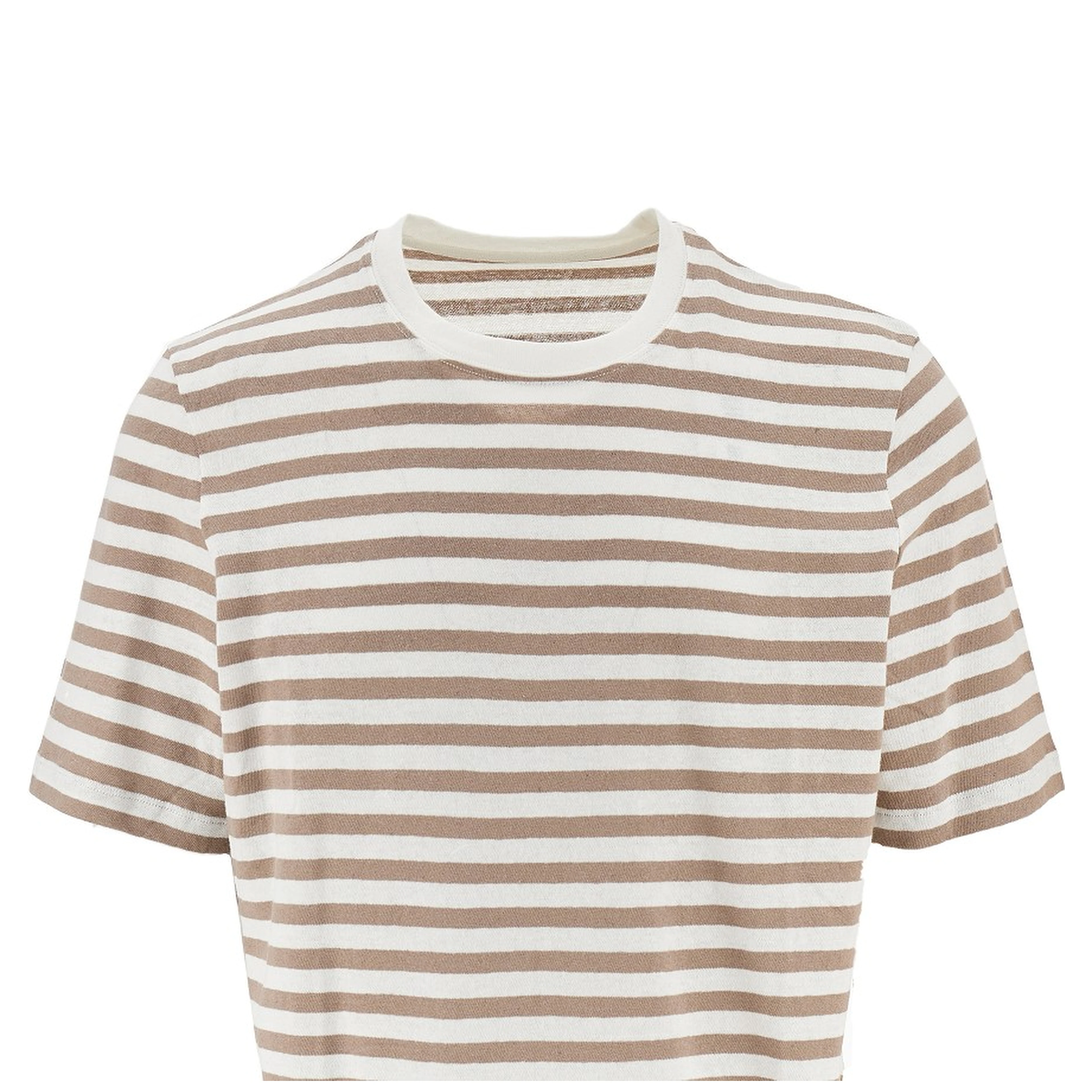 Striped cotton and linen T-shirt